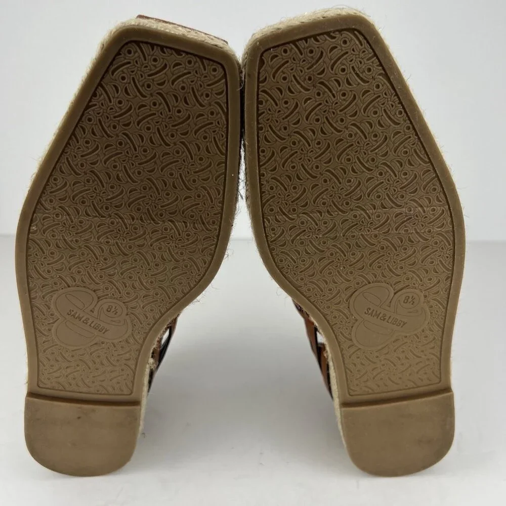 Sam & Libby Womens Size 8.5 Woven Brown Asha Espadrille Saddle Slip On Shoes